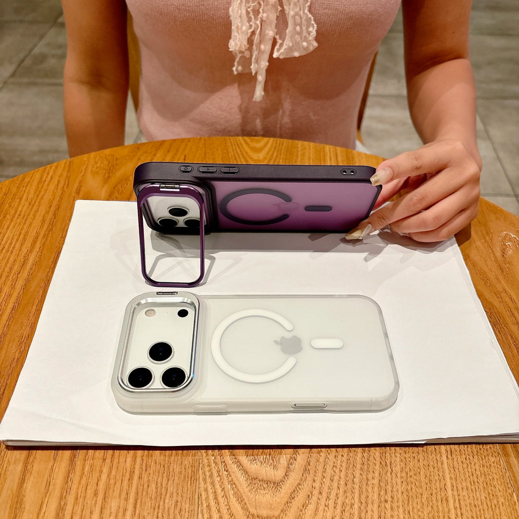 Frosted Matte Case With Bracket Stand For iPhone 17